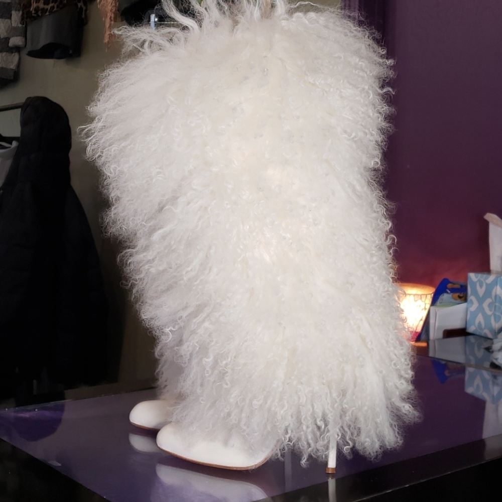 Manolo Blahnik Mongolian sheep fur boots